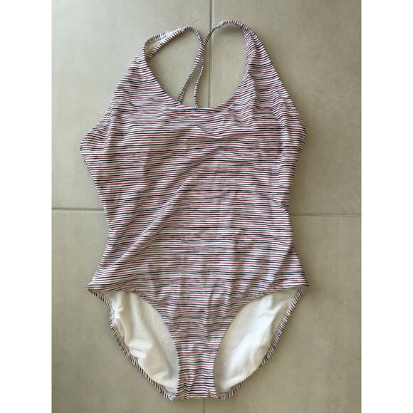 Gap One Piece Swimsuit Multicolor Striped Criss Cross Back - Picture 1 of 9